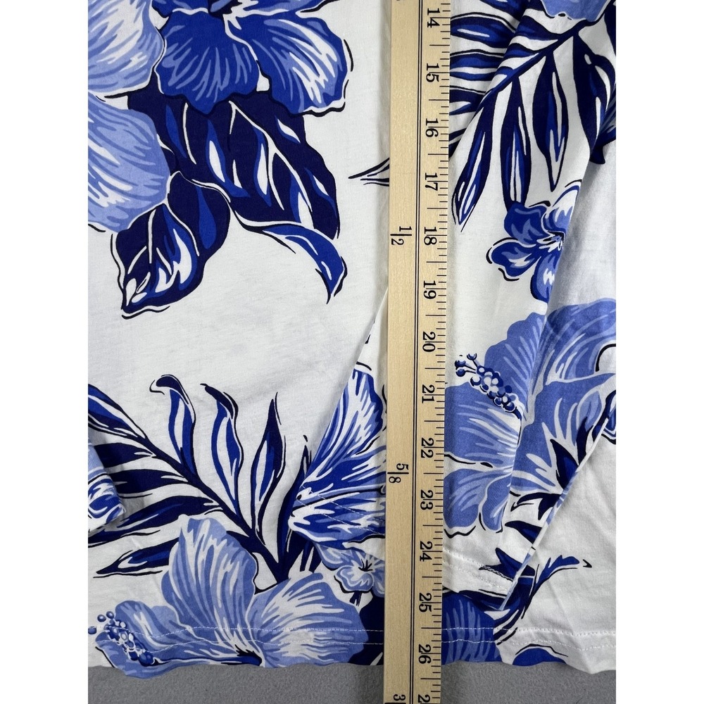 Polo Ralph Lauren Hoodie Women L Blue Floral Tropical Hibiscus Cotton Pullover - Picture 5 of 8